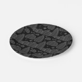 秋モダンカボチャの白黒パターン ペーパープレート (アングル)