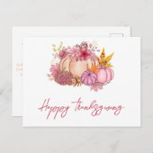 秋モダンカボチャ収穫感謝祭グリーティング シーズンポストカード (正面/裏面)