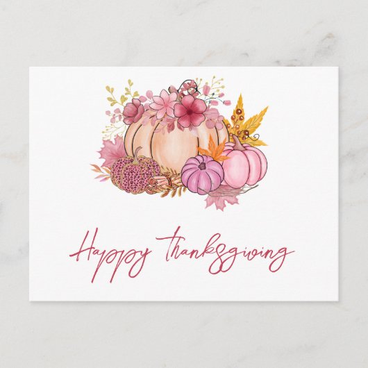 秋モダンカボチャ収穫感謝祭グリーティング シーズンポストカード (正面)