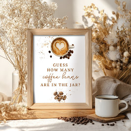 秋モダンコーヒー豆の赤ちゃんシャワーの数 ポスター