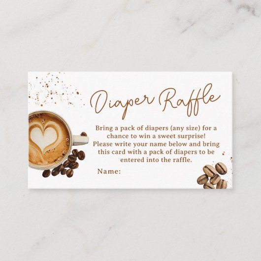 秋モダンコーヒー赤ちゃんシャワーおむつ赤ちゃんシャワー エンクロージャーカード (正面)