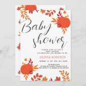 秋モダンシンプルのパンプキ葉ン 招待状 (正面/裏面)