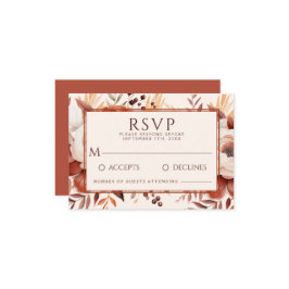 秋モダンテラコッタフローラボホ結婚ズ 出欠カード