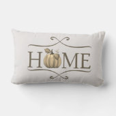 秋モダンファームハウスホーム引用文ウィズパンプキン ランバークッション (裏面)