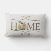 秋モダンファームハウスホーム引用文ウィズパンプキン ランバークッション (正面)