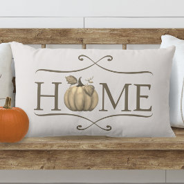秋モダンファームハウスホーム引用文ウィズパンプキン ランバークッション