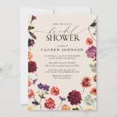 秋モダンフローラガーデンテラコッタブライダルシャワー 招待状 (正面)