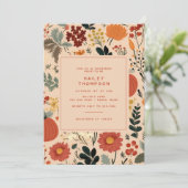 秋モダンフローラパンプキンブライダルシャワー 招待状 (スタンド正面)