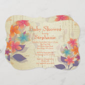 秋モダンフローラベビーシャワー招待状 招待状 (正面/裏面)