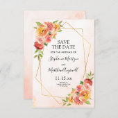 秋モダンフローラ幾何結婚の セーブザデート (正面/裏面)