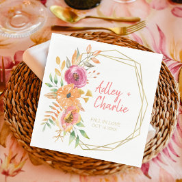 秋モダンフローラ水カラーコーラルマゼンタシャワー スタンダードランチョンナプキン