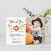 秋モダンリトルカボチャ秋誕生日写真 サンキューカード (スタンド正面)