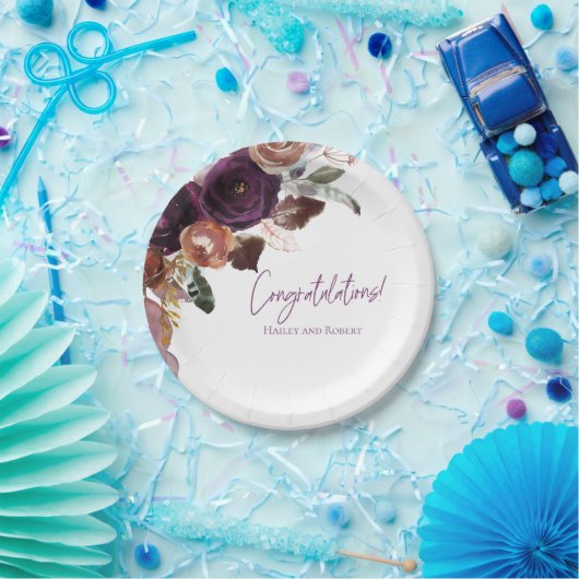 秋モダン冬の梅、ピンクと金ゴールド赤ちゃんシャワー ペーパープレート (パーティー)