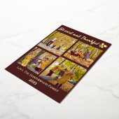 秋モダン感謝祭ファミリー写真コラージュ 箔シーズンカード (回転した状態)