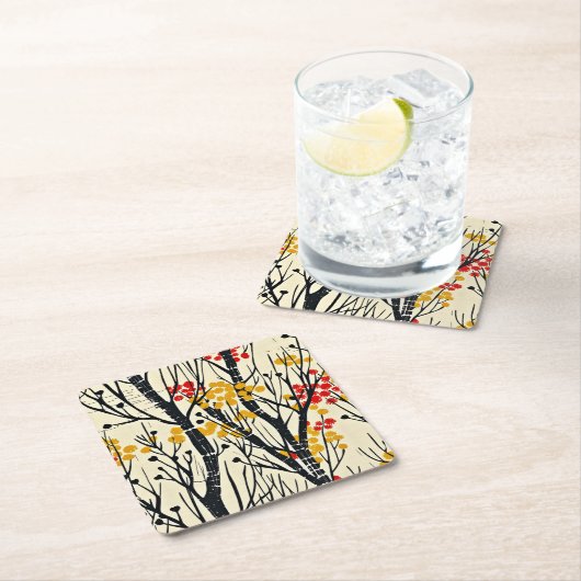 秋モダン抽象芸術スカンジナビア スクエアペーパーコースター (インサイチュ)