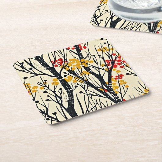秋モダン抽象芸術スカンジナビア スクエアペーパーコースター (アングル)