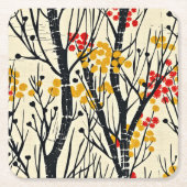 秋モダン抽象芸術スカンジナビア スクエアペーパーコースター (正面)