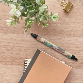 秋モダン秋の色の水色モノグラム 黒ボールペン