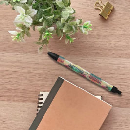 秋モダン秋の色の水色モノグラム 黒ボールペン