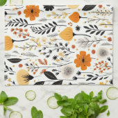 秋モダン秋ボホボタニカルフローラ キッチンタオル (折り畳み)