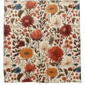 秋モダン秋植物学フローラ シャワーカーテン (正面)