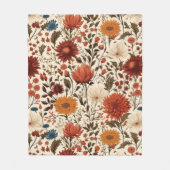 秋モダン秋植物学フローラ フリースブランケット (正面)