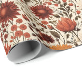 秋モダン秋植物学フローラ ラッピングペーパー (ロールコーナー)