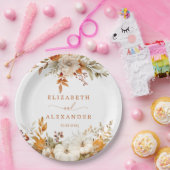 秋モダン素朴テラ結婚コッタ ペーパープレート (パーティー)