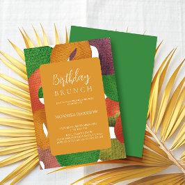 秋モダン芸術的型カラフル誕生日 招待状