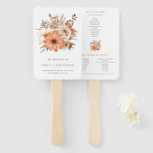 秋モダン茶クリーム花模様プログラム ハンドファン (正面&裏面)