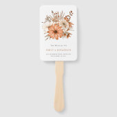 秋モダン茶クリーム花模様プログラム ハンドファン (正面)