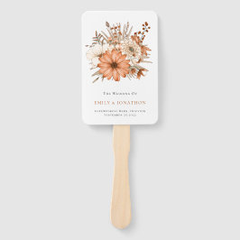 秋モダン茶クリーム花模様プログラム ハンドファン