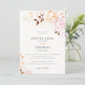 秋モダン赤面オレンジフローラ結婚式招待状 招待状 (スタンド正面)