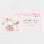 秋モダン金ゴールドホワイトグリーンリーカボチャフローラ ラベル (デザイン1)