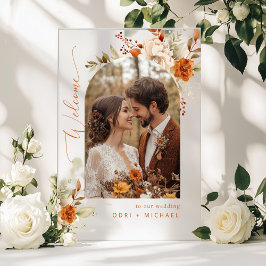 秋モダンArch写真結婚の歓迎 アクリルサイン