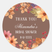 秋モチャオータムブライダルシャワーサンキューユー ラウンドシール (正面)