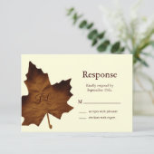 秋モノグラムのなRSVP (茶色) 出欠カード (スタンド正面)