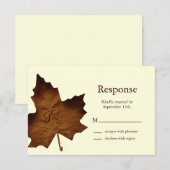 秋モノグラムのなRSVP (茶色) 出欠カード (正面/裏面)