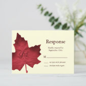 秋モノグラムのなRSVP (赤い) 出欠カード (スタンド正面)