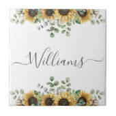 秋モノグラムの素朴のひまわり タイル (正面)