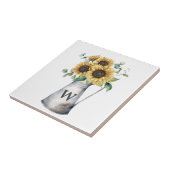 秋モノグラムの素朴のヒマワリ花瓶 タイル (側面)