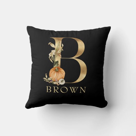 秋モノグラムBカボチャ装飾用クッション クッション (裏面)