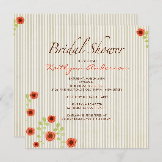 秋モーニングソングフローラブライダルシャワー招待 招待状 (正面/裏面)