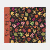 秋ヤル紅葉感謝祭パターン フリースブランケット (正面(横))