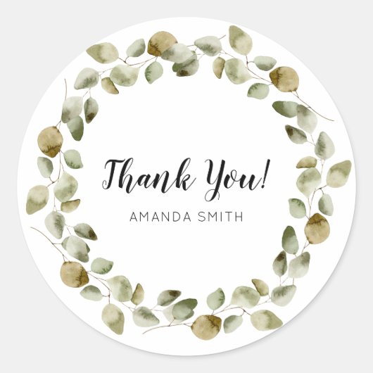 秋ユーカリプトゥスリースありがとう ラウンドシール (正面)