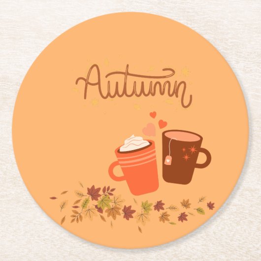 秋ラウンドコースターセット ラウンドペーパーコースター (正面)