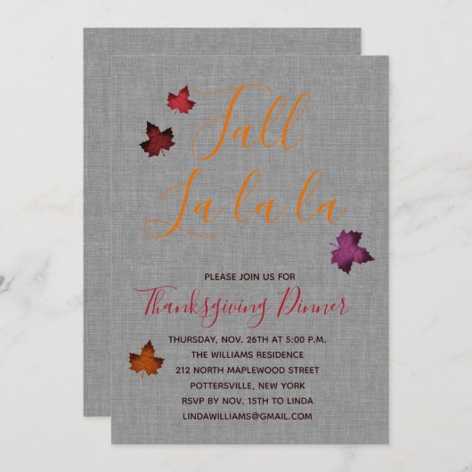 秋ラカラフルラサンクスギビングディナー 招待状 (正面/裏面)