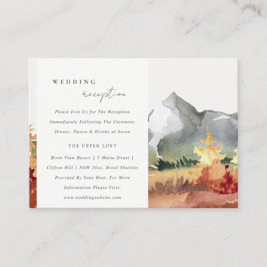 秋ラストオレンジマウンテンツリーズウェディングレセプション エンクロージャーカード (正面)