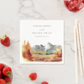 秋ラストオレンジマウンテンツリーズ結婚リーフ スタンダードカクテルナプキン (インサイチュ)