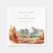 秋ラストオレンジマウンテンツリーズ結婚リーフ スタンダードカクテルナプキン (正面)